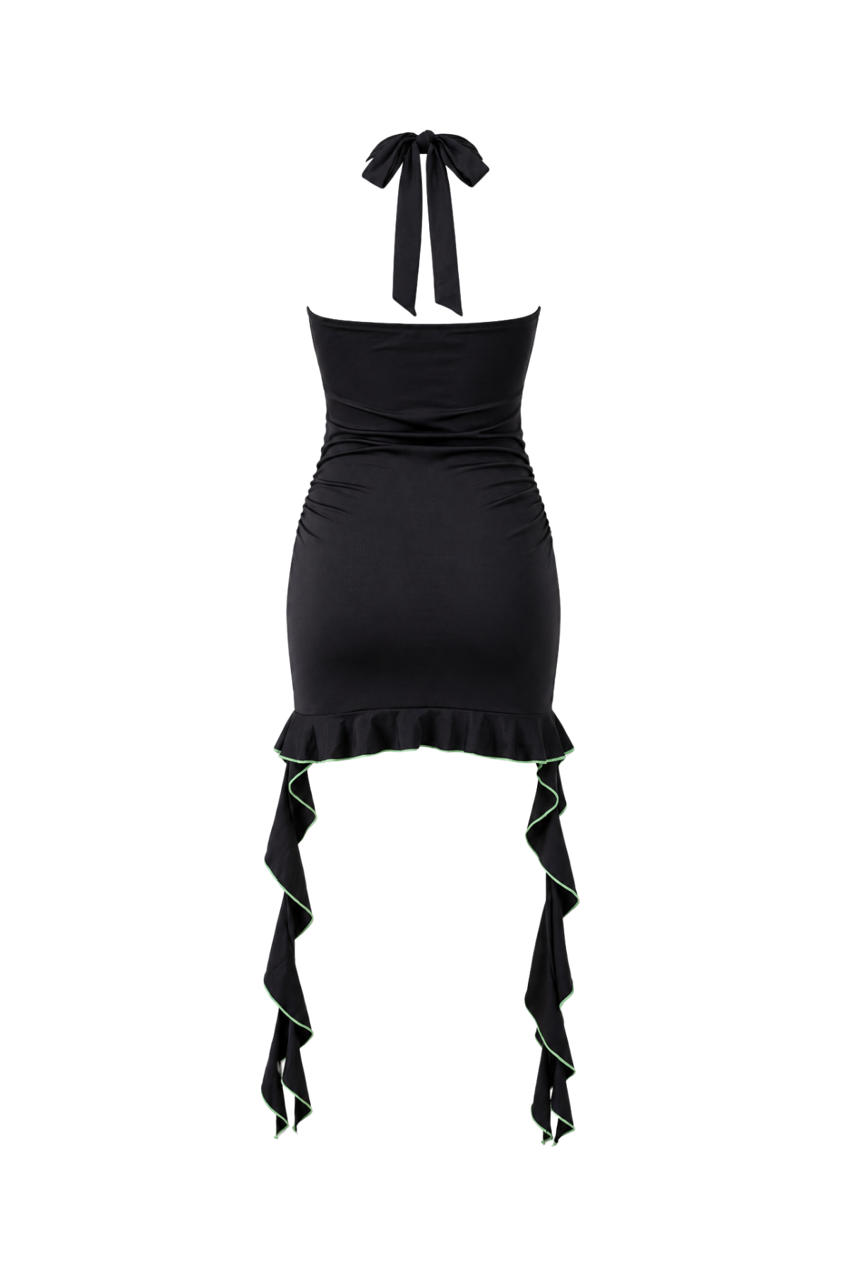 Solid Deep V Ruffle Mini Dress