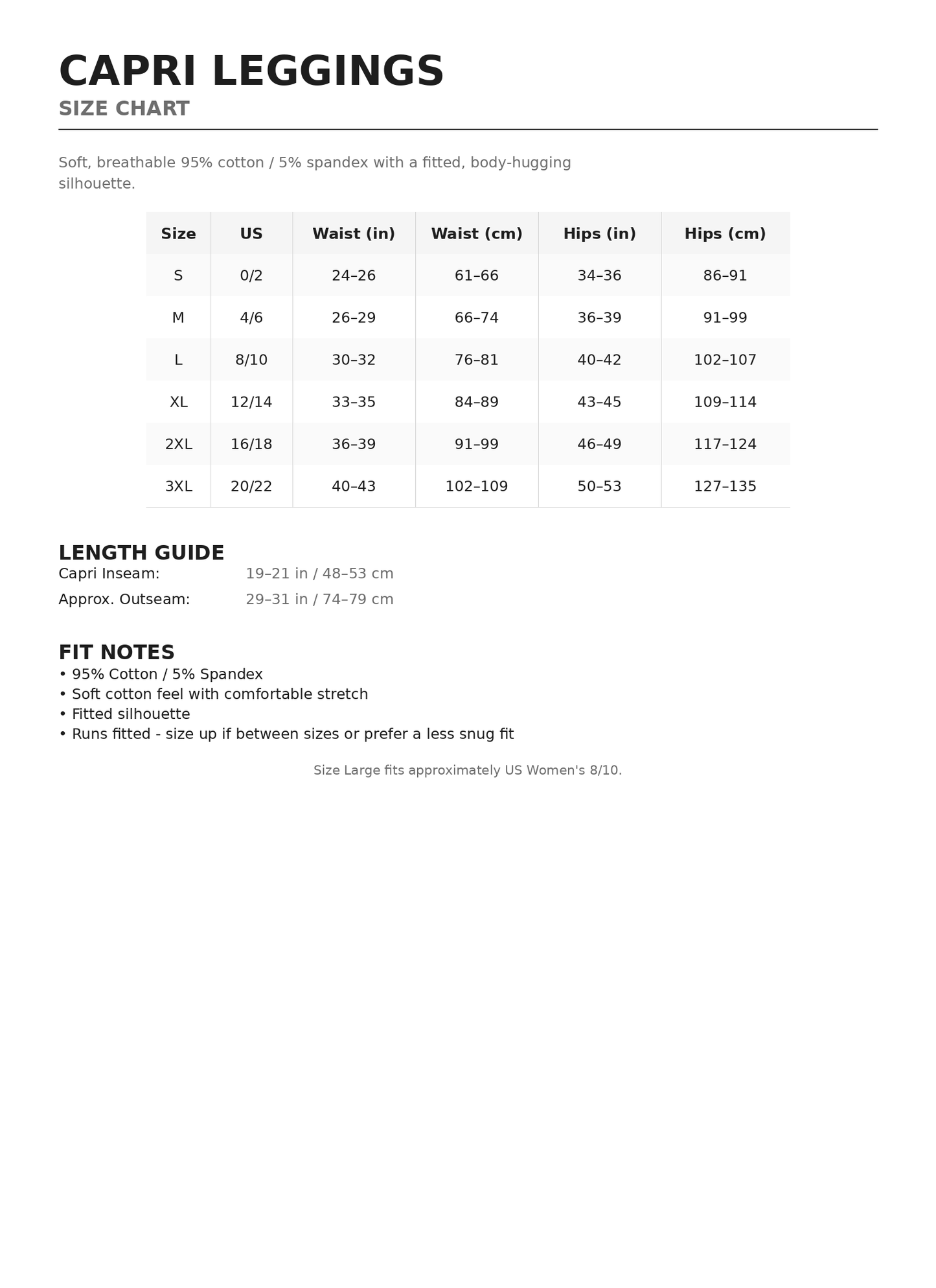Cotton Jersey Capri Leggings