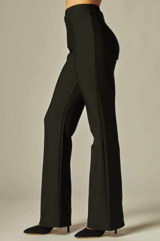 Black Scuba Knit Tube Top & Boot Pant Set