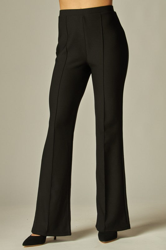 Black Scuba Knit Tube Top & Boot Pant Set