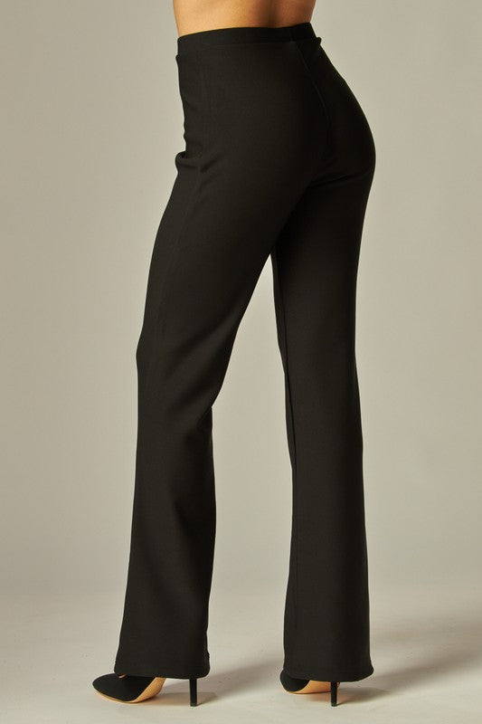 Black Scuba Knit Tube Top & Boot Pant Set