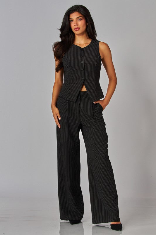 Pinstripe Foldover Pants
