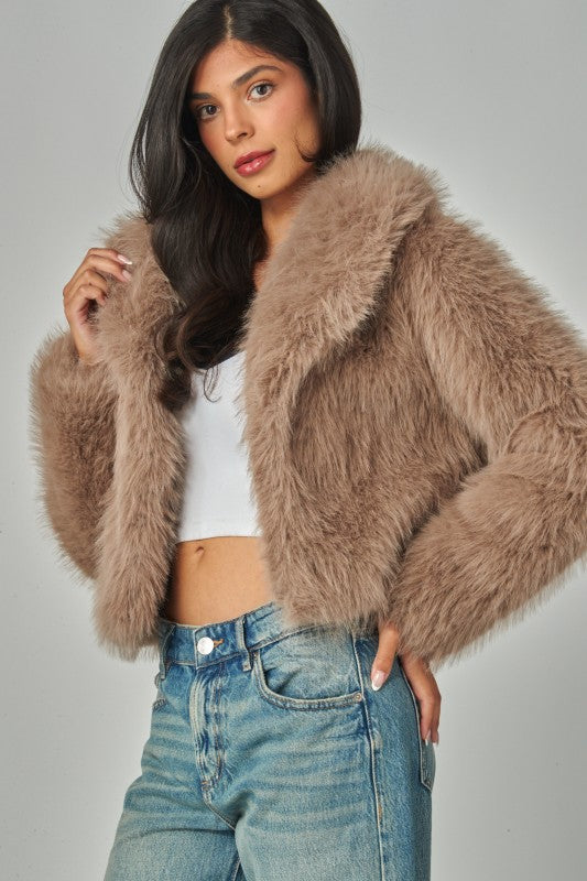 Coco Faux Fur Shearling Jacket With Collar