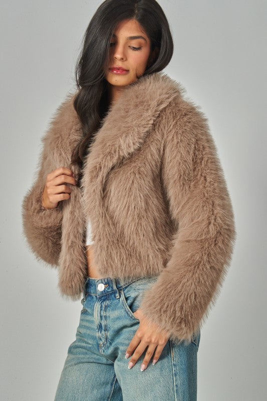 Coco Faux Fur Shearling Jacket With Collar