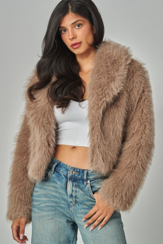 Coco Faux Fur Shearling Jacket With Collar