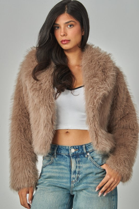 Coco Faux Fur Shearling Jacket With Collar