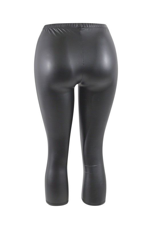 Faux Leather Capri Leggings