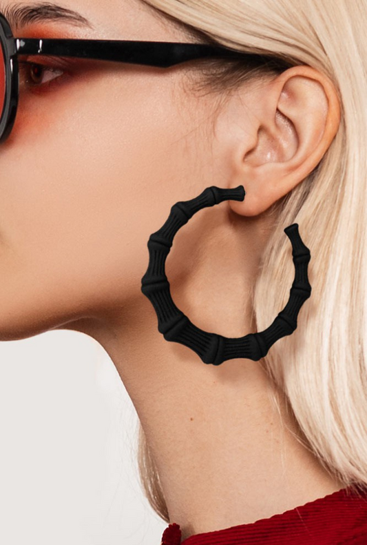 Bamboo Open Hoop Earrings