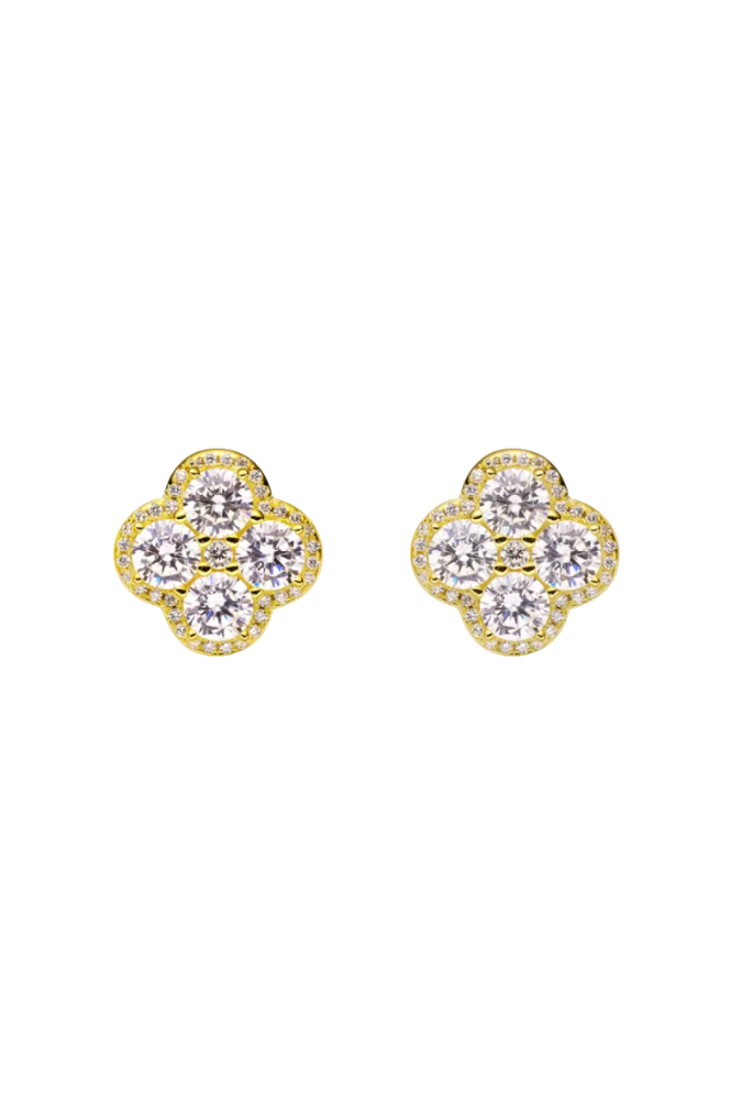 Crystal Clover Studded Earrings