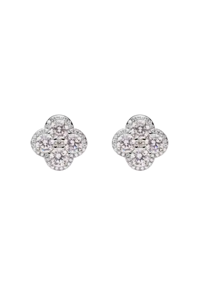 Crystal Clover Studded Earrings