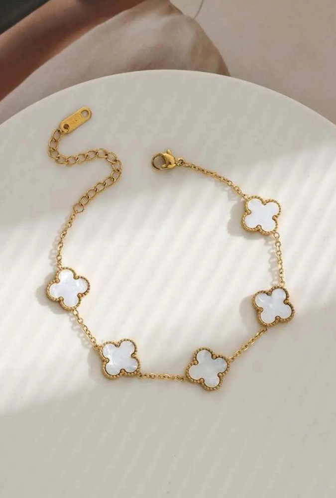 No. 5 Clover Stainless Steel Bracelet