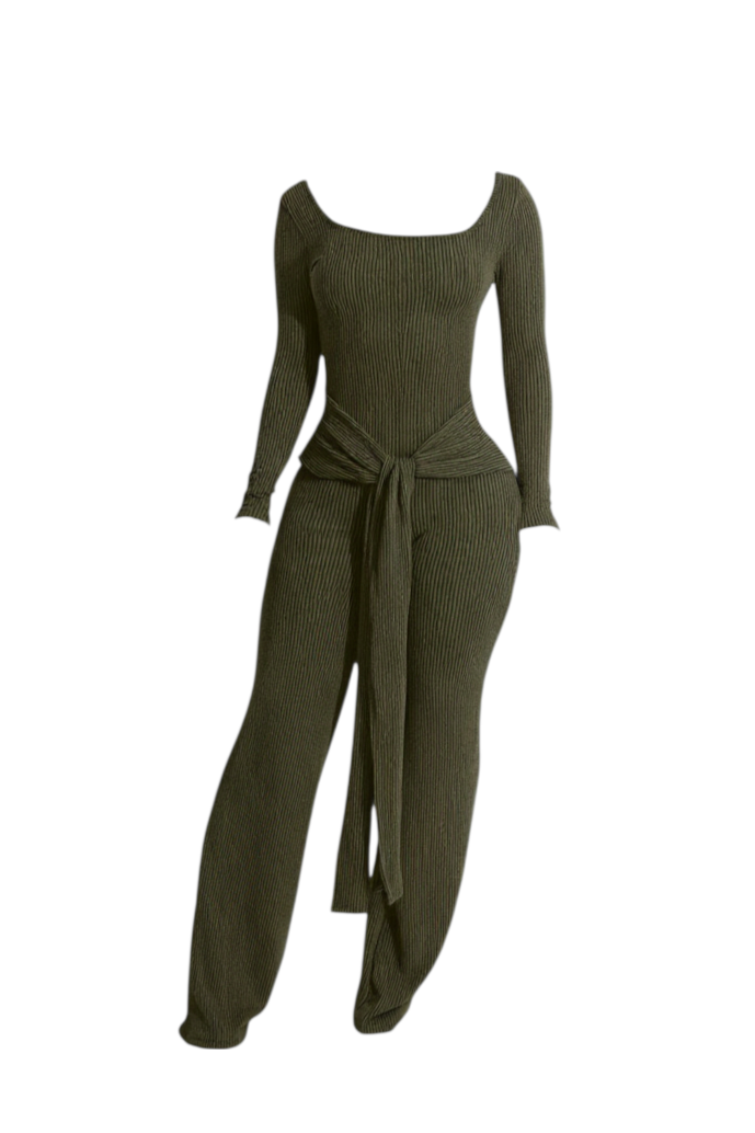 Aria Ribbed Tie-Waist Jumpsuit