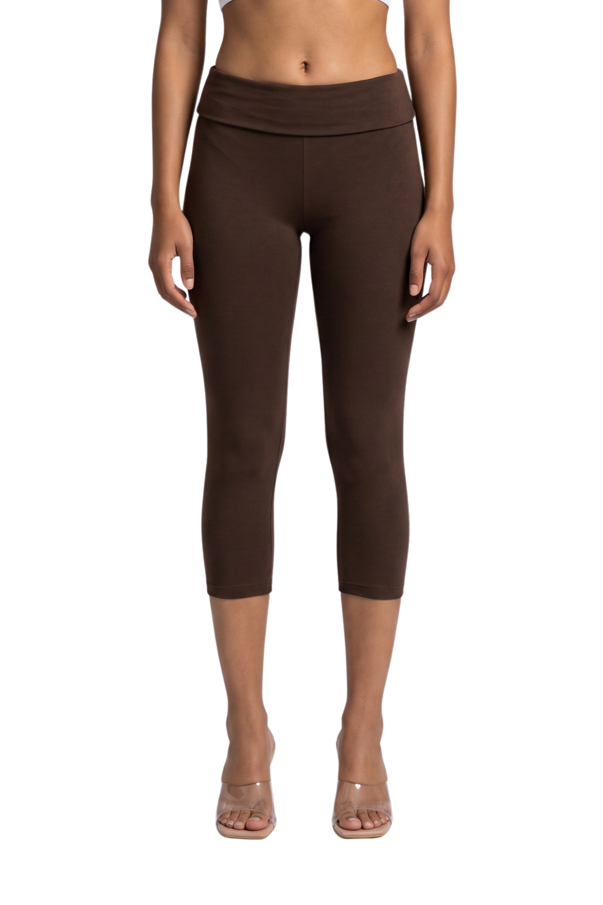 Foldover Waist Cotton Capri Leggings