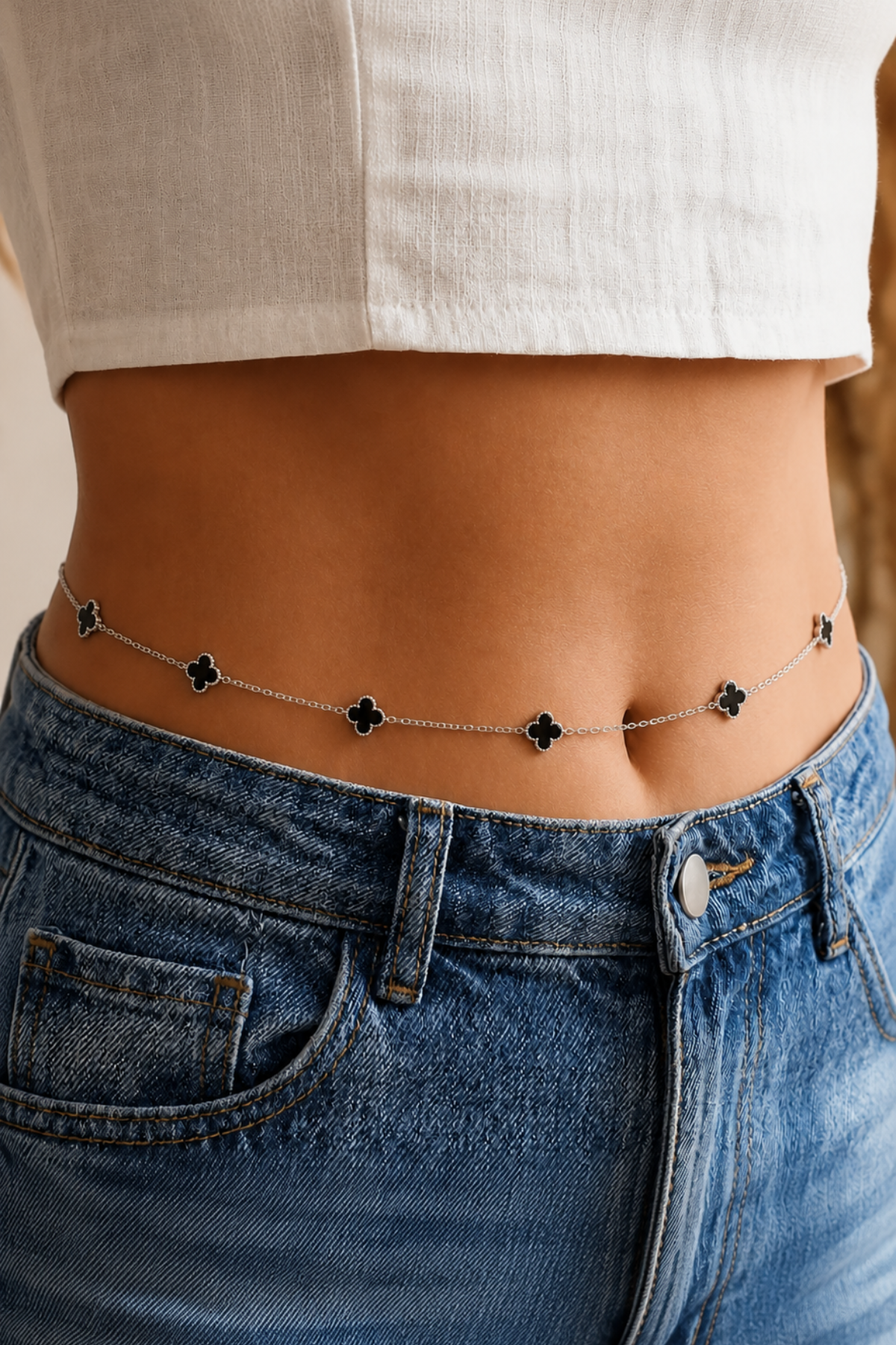 Clover Accent Metal Belt 45"L
