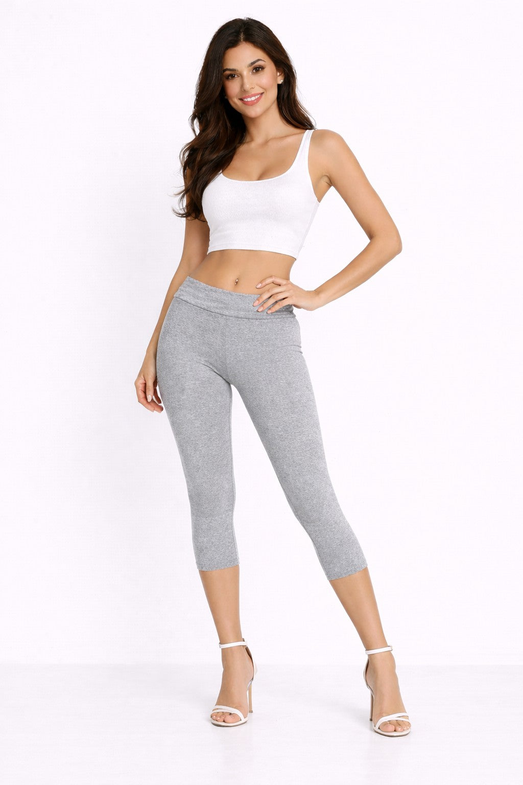 Foldover Waist Cotton Capri Leggings
