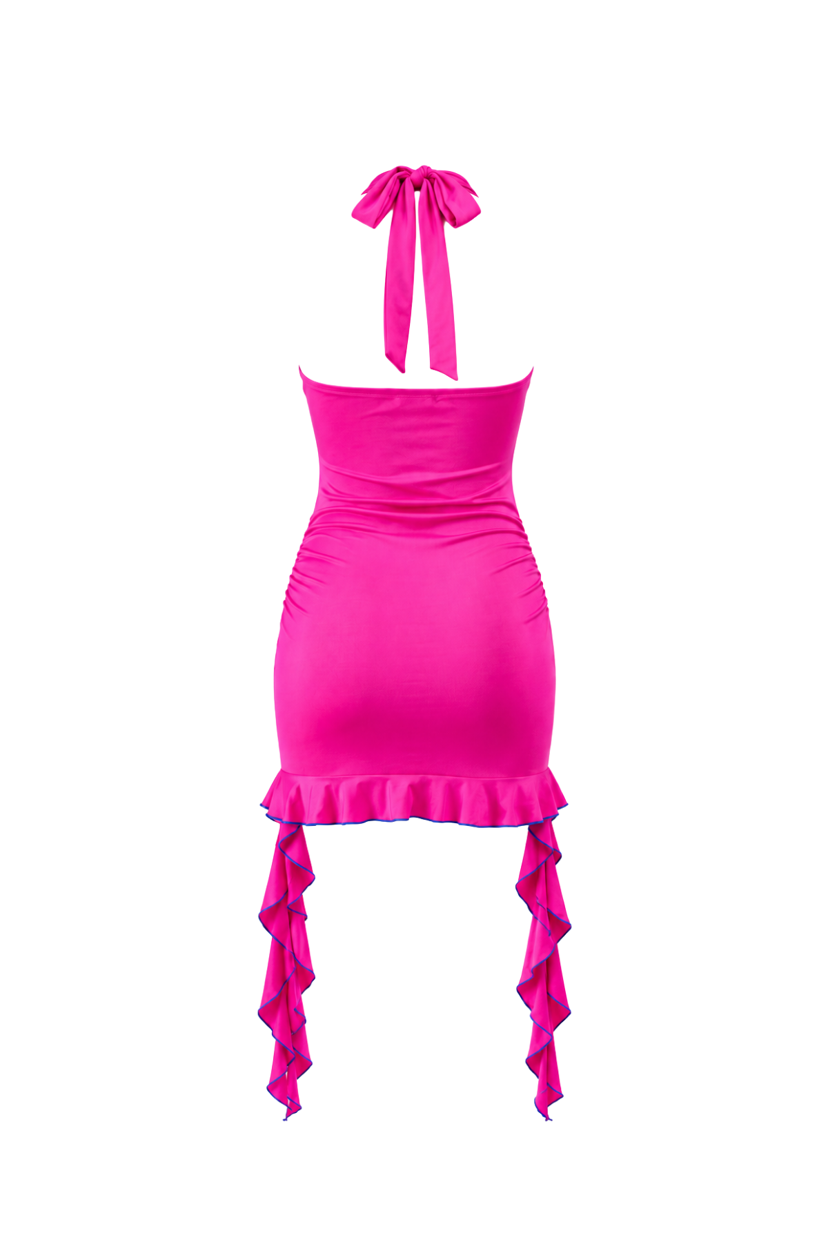 Solid Deep V Ruffle Mini Dress