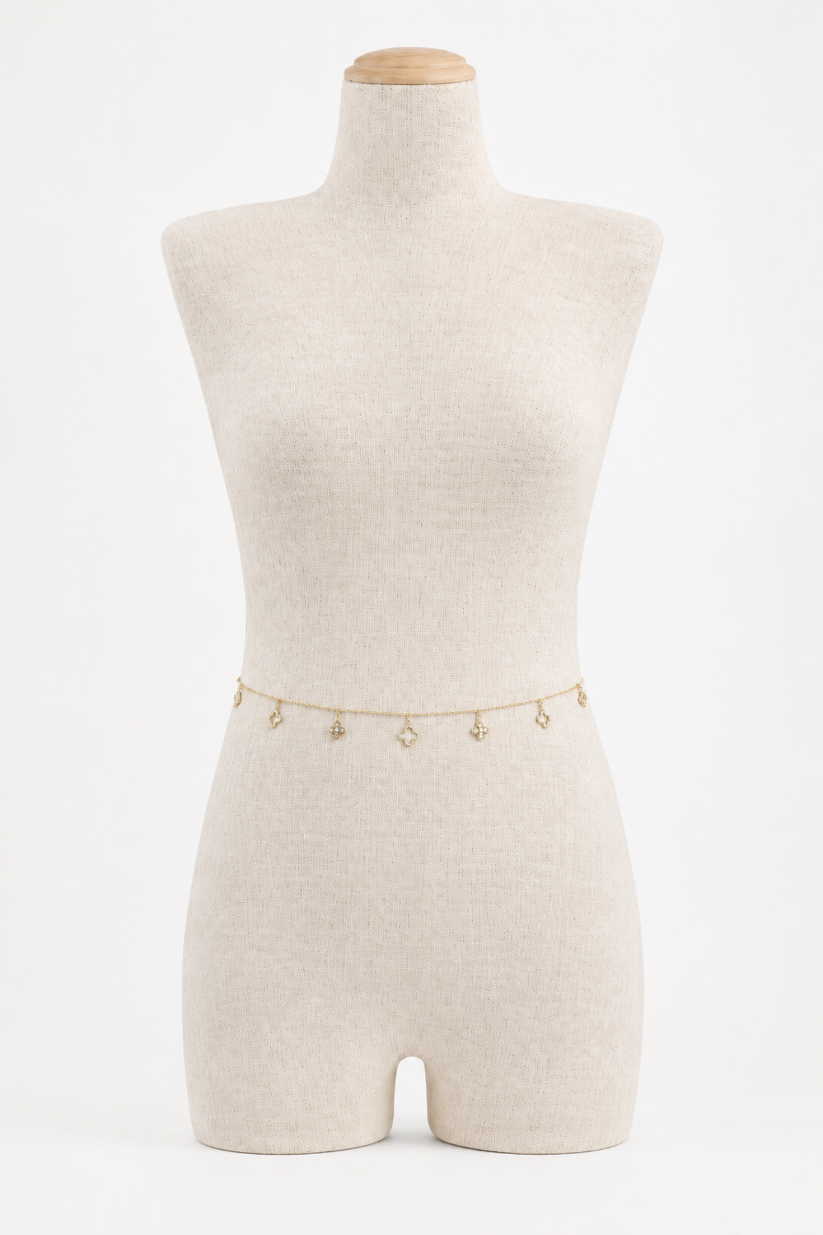Rhinestone Clover Accent Metal Belt 45"L