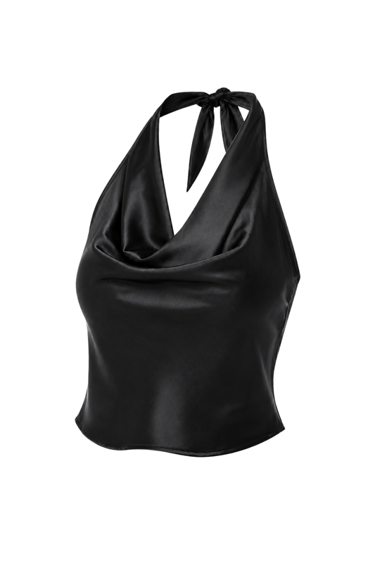 Satin Halter Tie Back Top